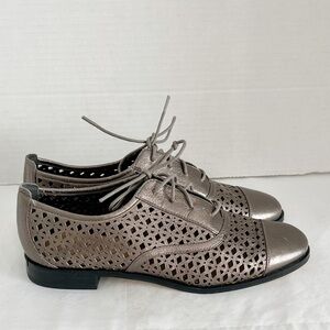NWOB MICHAEL Michael Kors Sunny Lace Up Oxford Shoes Gunmetal Sz Womens 6.5M
